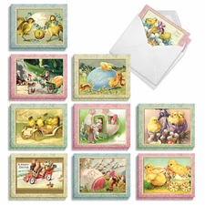 20 Easter Cards (10 Designs, 2 Each) - Springtime Chicks AM3196EAG-B2x10