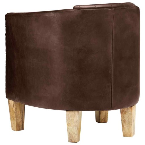 vidaXL Tub Chair Dark Brown Real Leather - Picture 4 of 9
