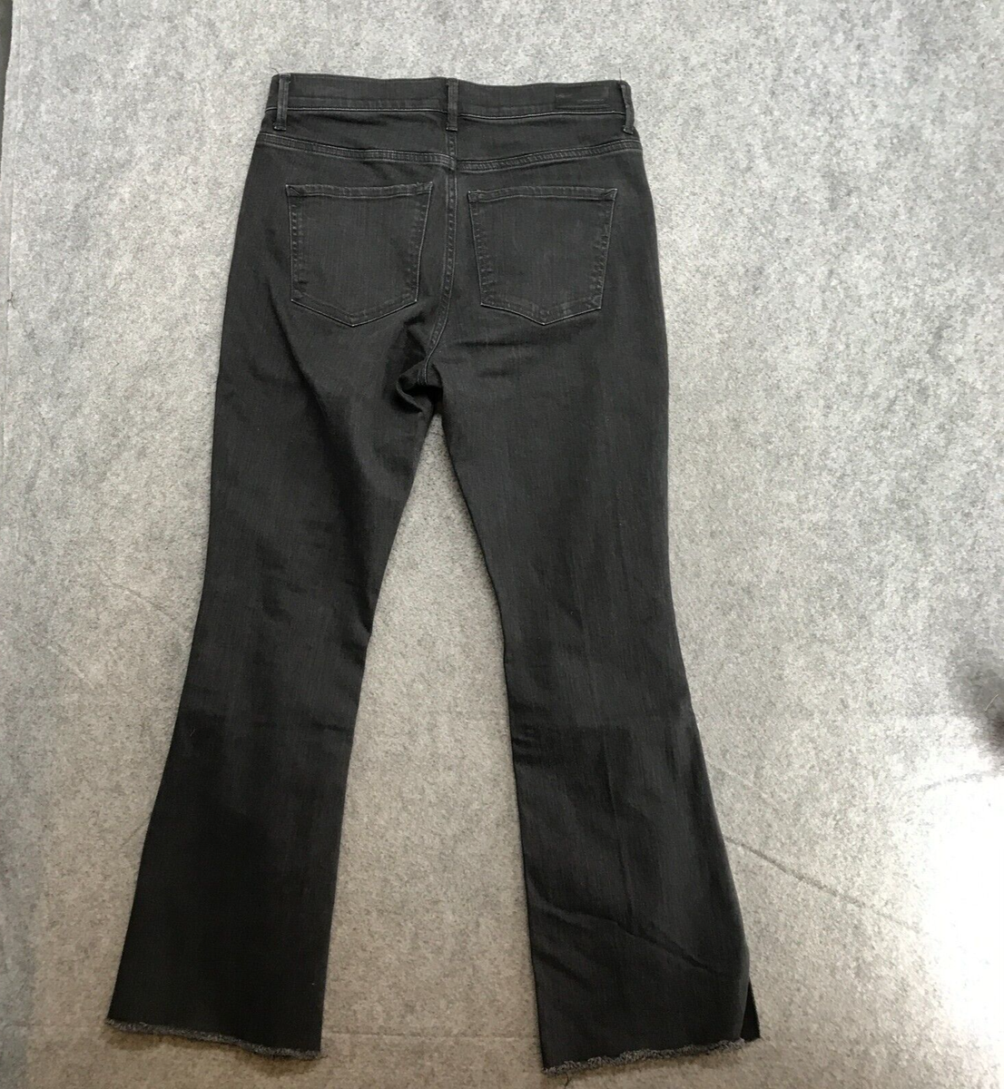 Express Jeans Womens Size 8S Black Denim High Rise Boot Destroyed