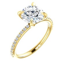 2.50 Carat Charles & Colvard Moissanite & Diamond Ring in 14k Yellow Gold