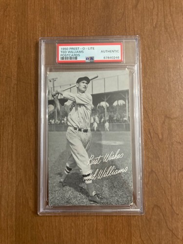 Psa authentic 1950 Prest o lite Ted Williams postcards Boston Red Sox