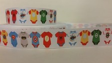 Grosgrain Ribbon Baby Shower Super Hero Baby One Piece Diaper Cakes Party 1"