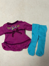 AMERICAN GIRL BITTY BABY TWINS DOLL VINTAGE PURPLE FLOWER DRESS BLUE TIGHTS