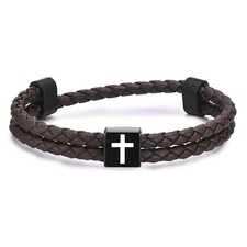 Cross Charm Bracelets for Women Men, Square Stainless Steel Tube Wristband