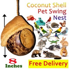 Large Natural Bird Nest hanging Swing house gecko small animal Coconut Shell USA