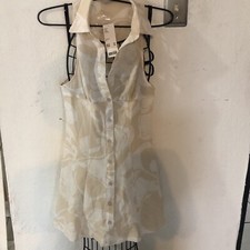 Urban Outfitters Collar Beige W/ White Beachy Floral Boho dress SZ S