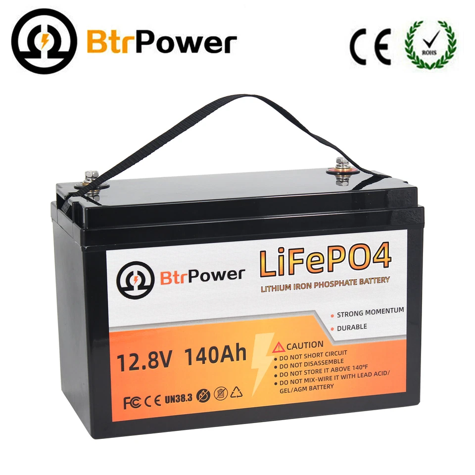 Batería de litio de hierro 12V 50Ah 100Ah 140Ah LiFePO4 para sistema solar RV fuera de la red Foto 4 de 4