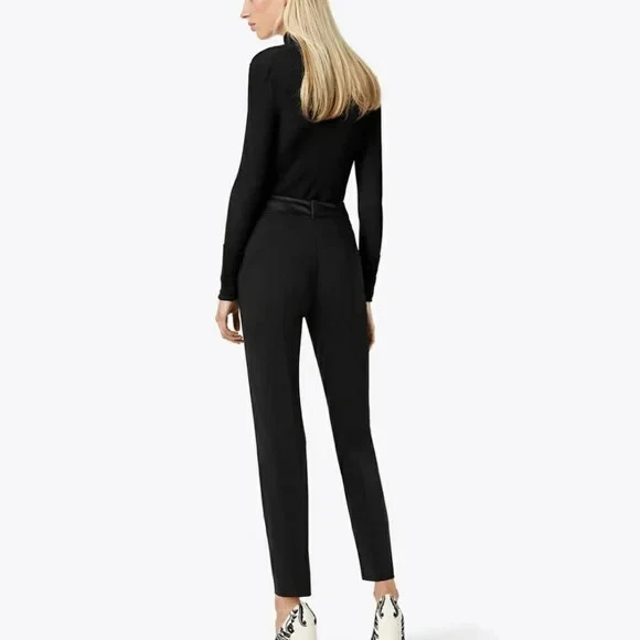 Tory Burch pantaloni neri Skylar lana smoking alla caviglia pantaloni alti taglia 6 nuovi con etichette