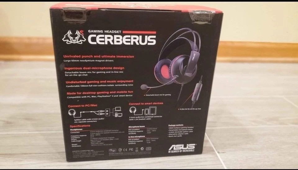 NEW ASUS Gaming Headset Wired Headphone Cerberus Black - Sealed Box - Image 4 of 4