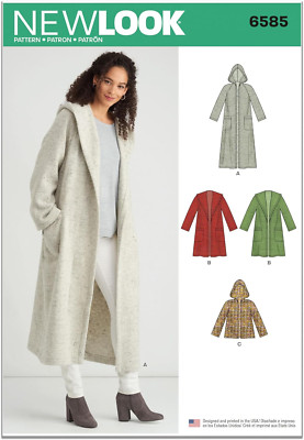 New Look Un6585Anew Look Pattern 6585 Misses Coat with Hooda (XS-S-M-L-XL) Whi