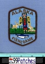 ALASKA DNR FISH & GAME State Agency Police Patch INDIAN TOTEM POLE REINDEER 9C