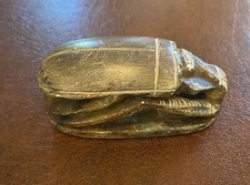 vintage egyptian carved stone scarab with hieroglyphs 