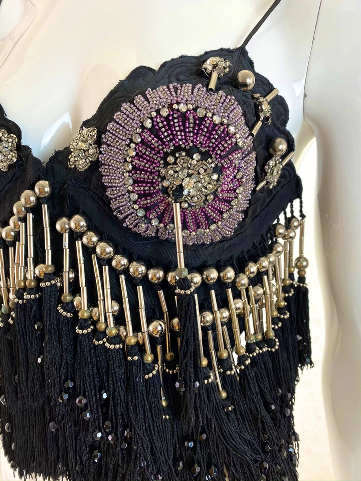 Gianni Versace 1990 Top Con Perline Vintage Da Collezione Foto 4 de 4