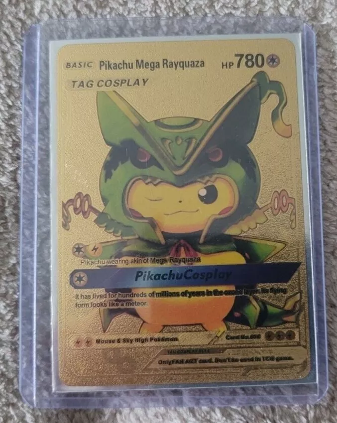 Pikachu Cosplay Rayquaza & Shiny Rayquaza Proxy Pokemon Card 