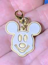 Gold Mickey Mouse Silver Face Charm Zipper Pull  Keychain Add On Clip 