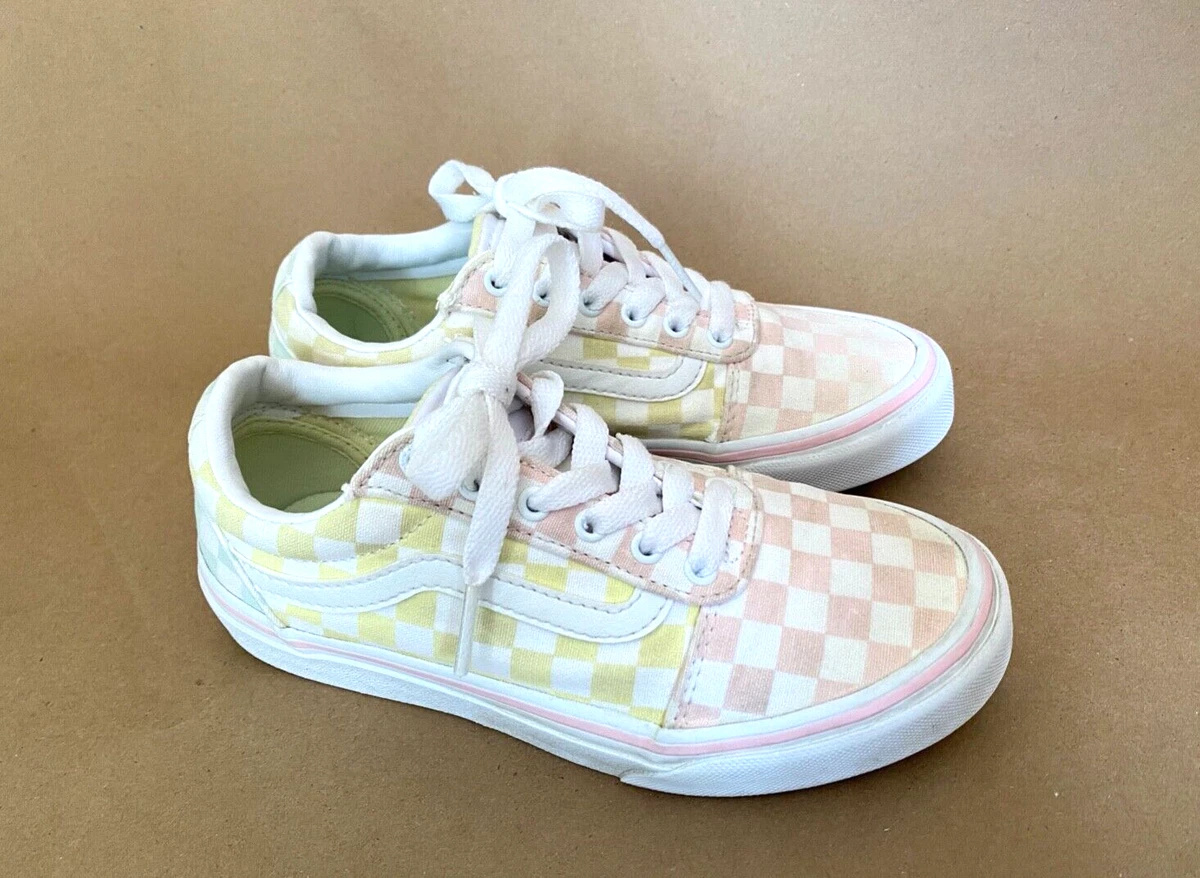 pastel pink checkered vans