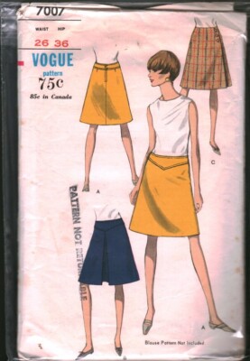 7007 Vintage Vogue Sewing Pattern Misses 1960s A Line Skirt 26