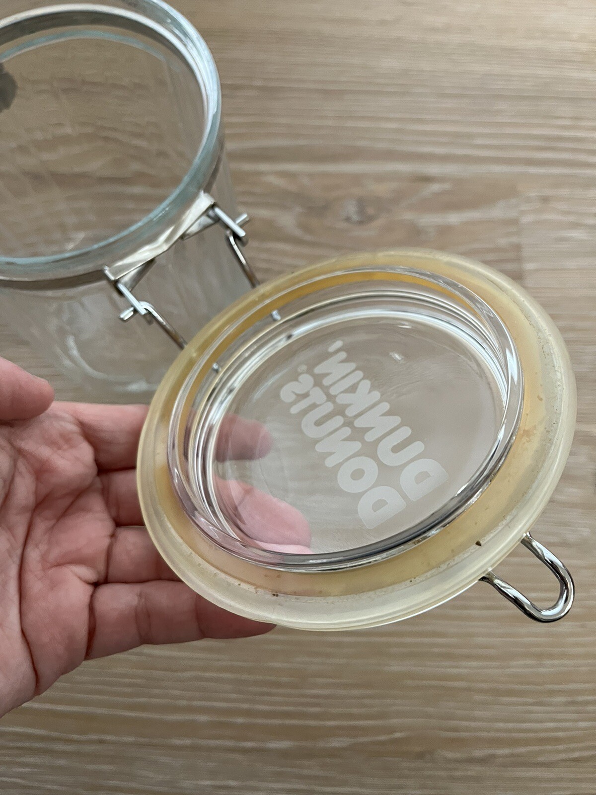 Vintage DUNKIN DONUTS Glass Coffee Storage Jar Container 6.5” Canister