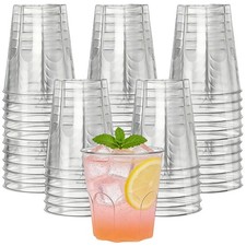 60Pcs Clear Hard Plastic Cups Reusable Drinks Party Glass 7Oz/200ml Cocktail Cup