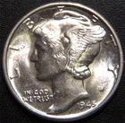 1945 Mercury Dime - Uncirculated Mint State Coin
