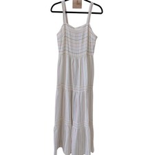 Loft White Multicolor Striped Maxi Dress - Size 6