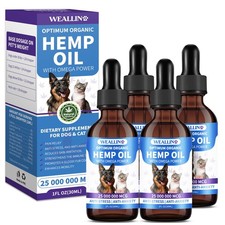 Hemp Oil for Dogs and Cats, Calming Drops, Omega 3-6-9, 4 Fl Oz, 4 Pack 4PC