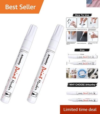 Versatile 2 Pack Oil-Based White Paint Markers - Permanent Medium Point