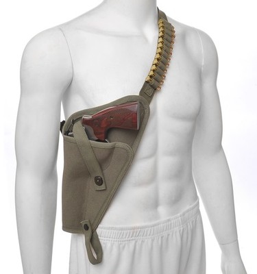 Canvas Shoulder Holster w Shell Loops Fits S&W 629 N Frame 44 Magnum Left Hand