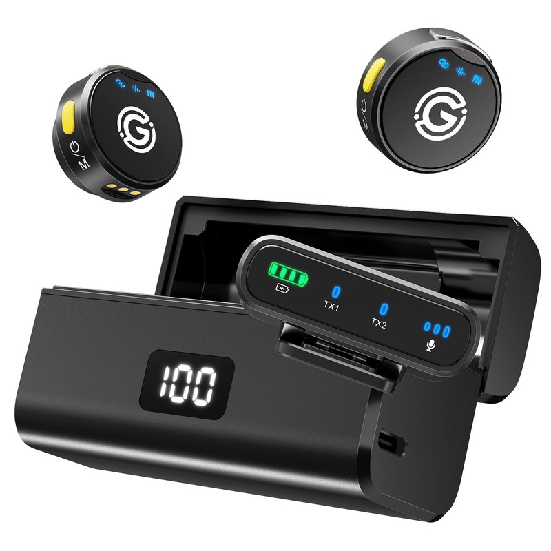 Wireless Lavalier Microphone for iPhone/Android//PC/Laptop, Lightning/USB-/Pl...