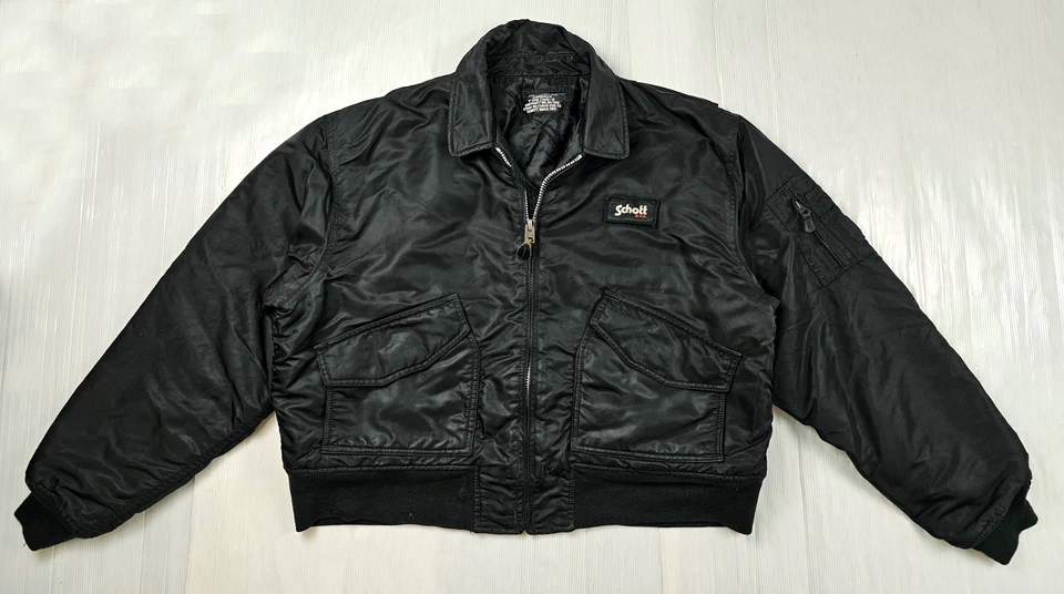 *HOT VTG Men's SCHOTT FLYER'S CWU-R BOMBER MILITARY FLIGHT LINED BLACK Jacket XL - Image 2 of 4