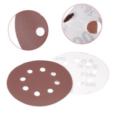 50Pcs 5 Inch 8 Hole Hook and Loop Sanding Disc 240 Grit Flocking Sandpaper DIY