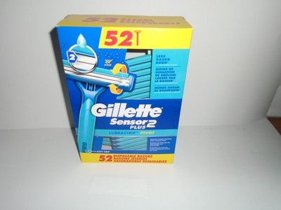 Gillette Sensor2 Plus Lubrastrp Pivot Disposable Razors - 52 Count New