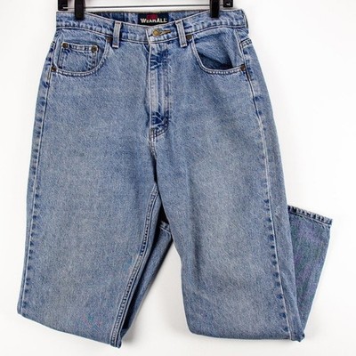 Forever WearAll Size 14 Womans Vintage Faded Blue Jeans Straight Leg 100% Cotton