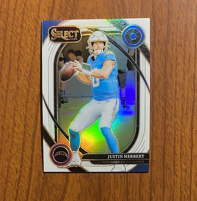 2024 Panini Select #232 Justin Herbert Club Level White Prizm #1/35 Chargers