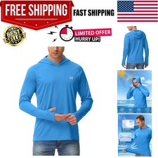 Men's UPF 50 Sun Protection Hooded Rash Guard Long Sleeve Shirt for Fishing