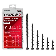 Arrow 320PCS Drywall Screws Assortment Kit Black Wood Screws Phillips Bugle Head