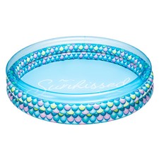 Bluescape Colorful Mermaid Print 3-Ring Inflatable Swimming Pool for Kids, Round