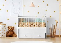 Babybett Weiß Holz Schubladen Praktischer Stauraum GitterstäBe Modernes Design