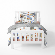 Construction Multicolor Boys Cotton 4 Piece Toddler Bedding Set 100 Percent Cott