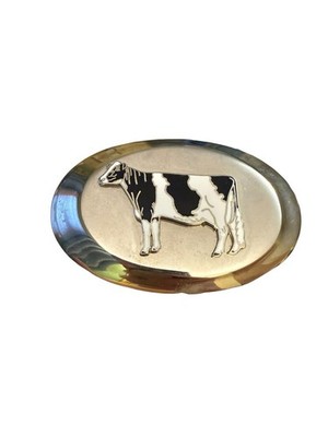Vintage Aardvark Mfg Cow Belt Buckle Holstein Dairy Farmer Elgin IL USA