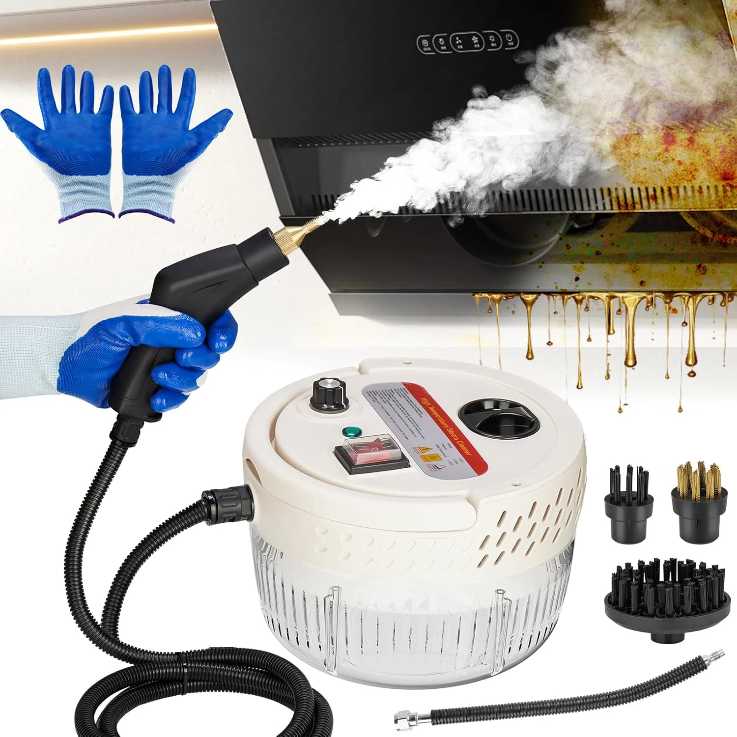 2500W Handheld High Pressure Steam Cleaner, Portable High-Temperature Pressurize