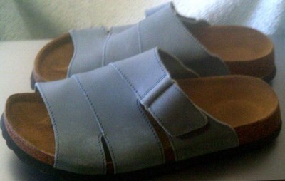 BIRKENSTOCK BETULA SZ 7.5-8 N SLATE BLUE LEATHER KATHARINA MODEL SLIDE SANDALS!