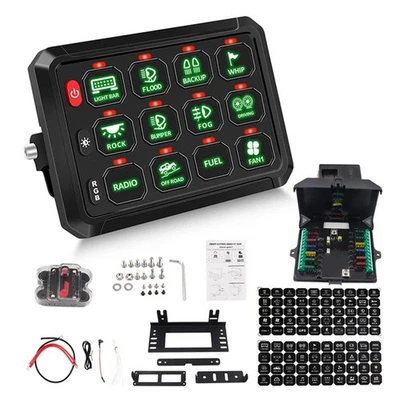 12 Gang RGB Switch Panel LED Light Bar Control Electronic Relay System 12V/24V