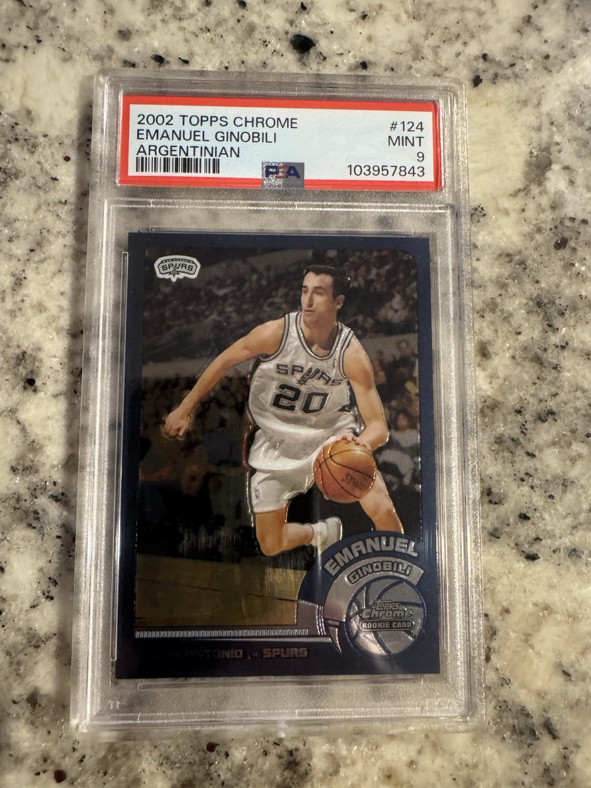 PSA 9 MINT 2002-03 2002 TOPPS CHROME ARGENTINIAN EMANUEL MANU GINOBILI #124 RC