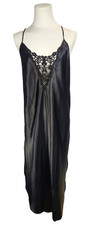 Vintage Cinema Etoile Feminine Nightgown Lingerie Size 2X Black Satin Lace