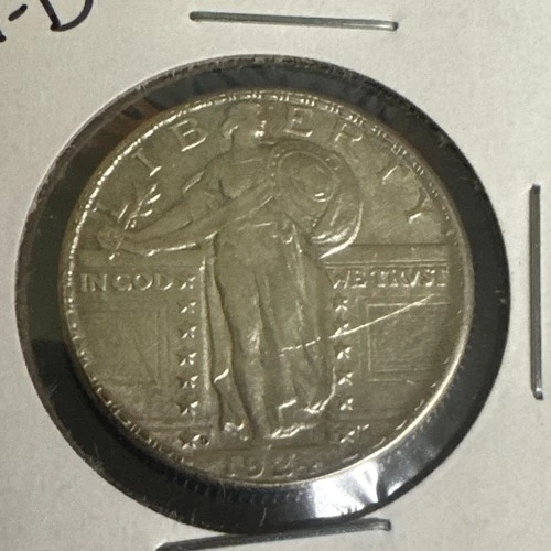 1924-D 25c Standing Liberty Silver Quarter - AU+