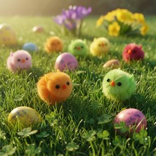 18x Mini Easter Chicks Tiny Chenille Chicks for Easter Egg Fillers Dollhouse