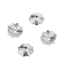100pcs Silver Stainless Steel Flower Bead Caps for Jewelry Making end Caps 11mm