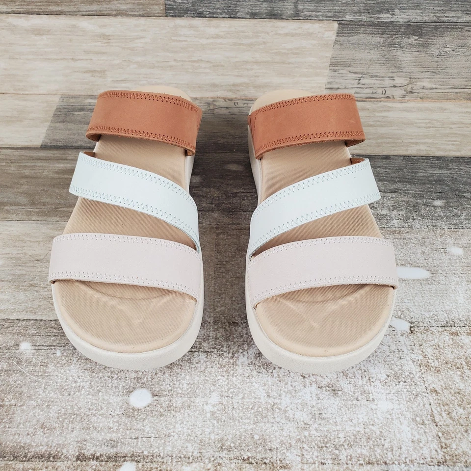 Sandalias de plataforma Keen Ellecity para mujer talla 7 cuero natural claro aguamarina deslizable Foto 2 de 4