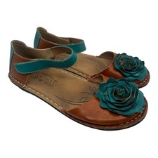 L'Artiste Spring Step Caicos Sandals Womens EU 40 US 9 Brown Blue Floral Leather
